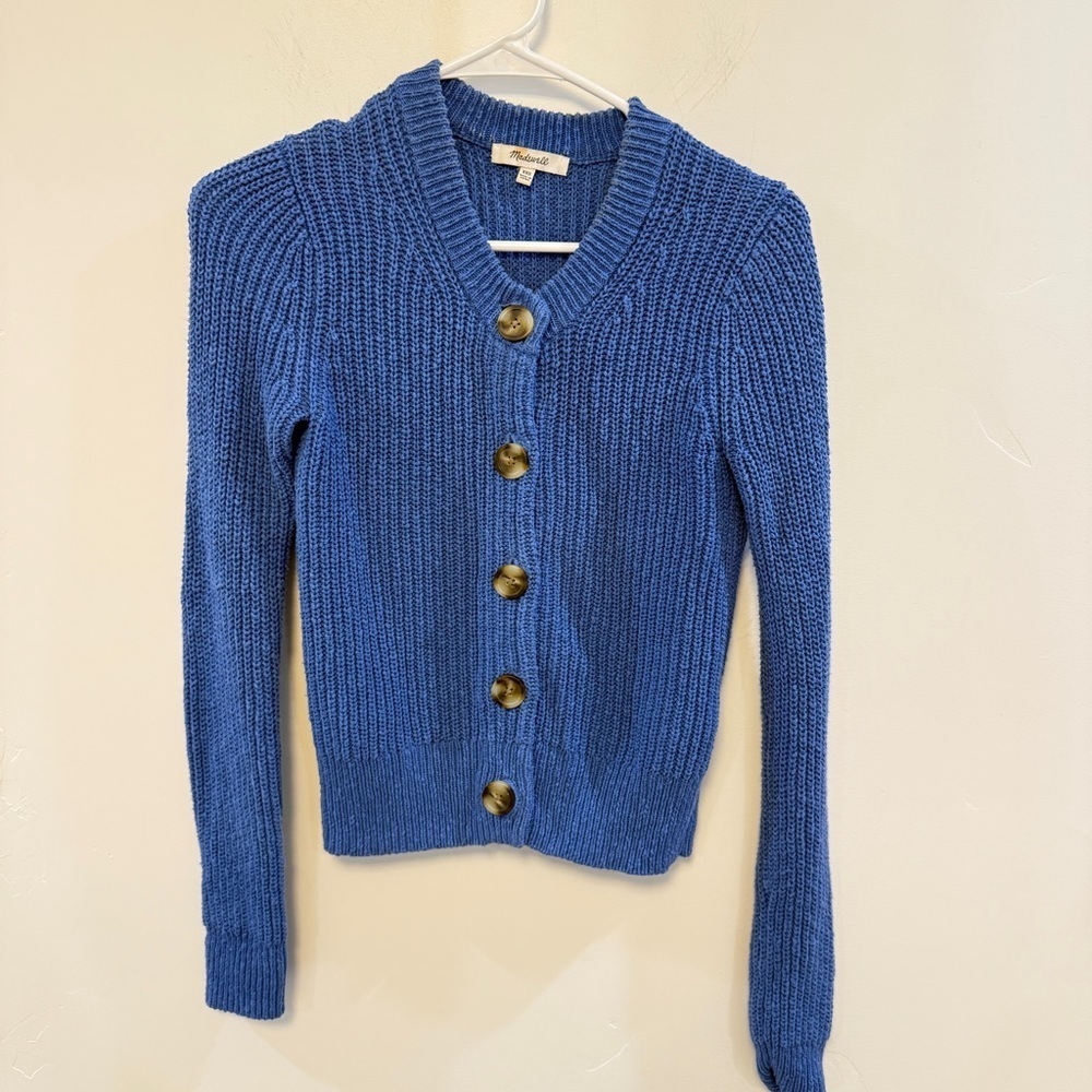 MADEWELL | Textural-Knit Cardigan Sweater hermitage blue - Picture 5 of 9